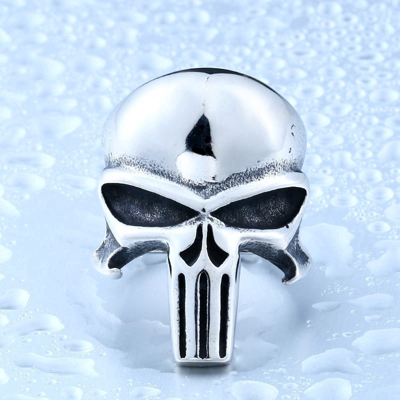 Pakaian Pria  Punisher SKull Cincin Perhiasan Baja tahan karat 316L