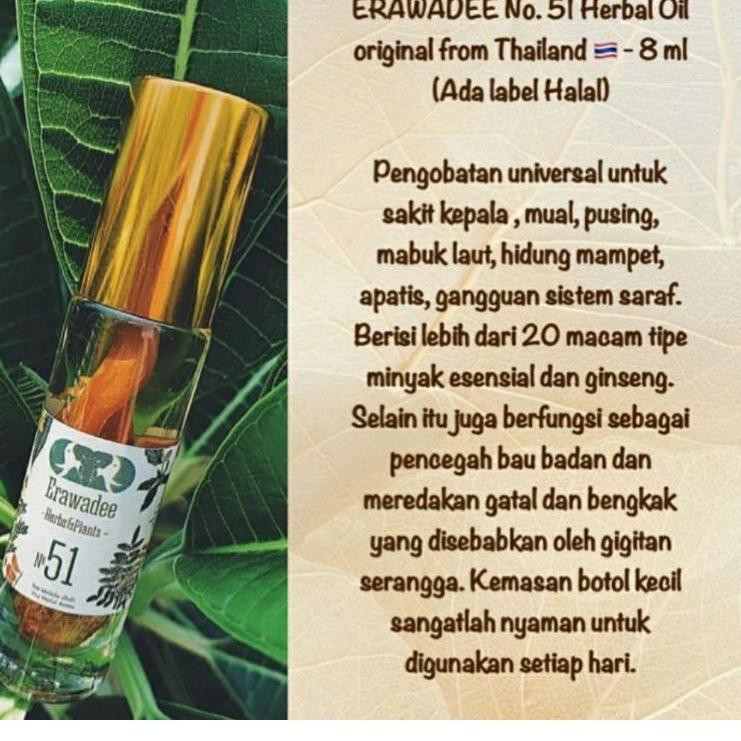 ww N6K Readystock Erawadee Inhalasi Roll On Ya Dom No 51 Herbal 100 %original thailand 77 B6W