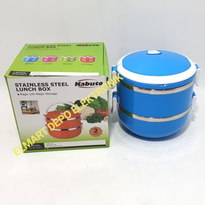 Rantang KABUTO lunch box 2 layer BL-1400-2 / kotak makan 2 susun