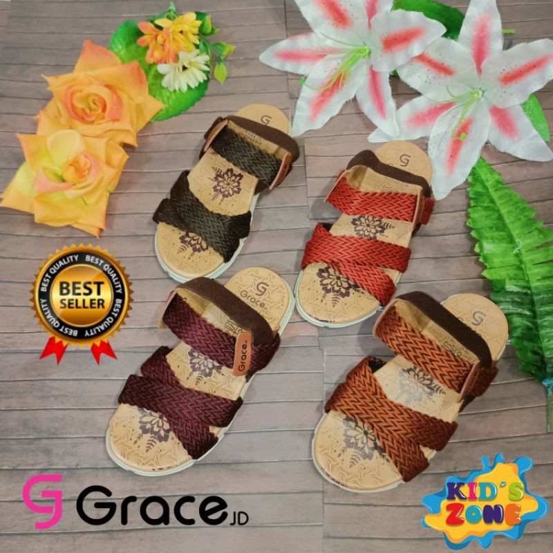 GRACE [JASMINE LET SILANG] Sandal Let Silang Anak Cewek/ Sendal Rajut Silang Anak Perempuan