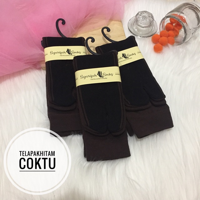 Kaos kaki jempol polos telapak hitam bahan nylon komputer / nilon computer / kaoskaki muslimah / muslim / panjang / premium / warna-6