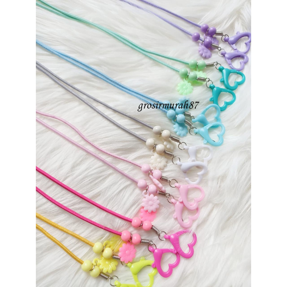 Kalung Tali masker 2 in 1 / Strap mask rantai korea / konektor masker hijab elastis model gantung anting bunga