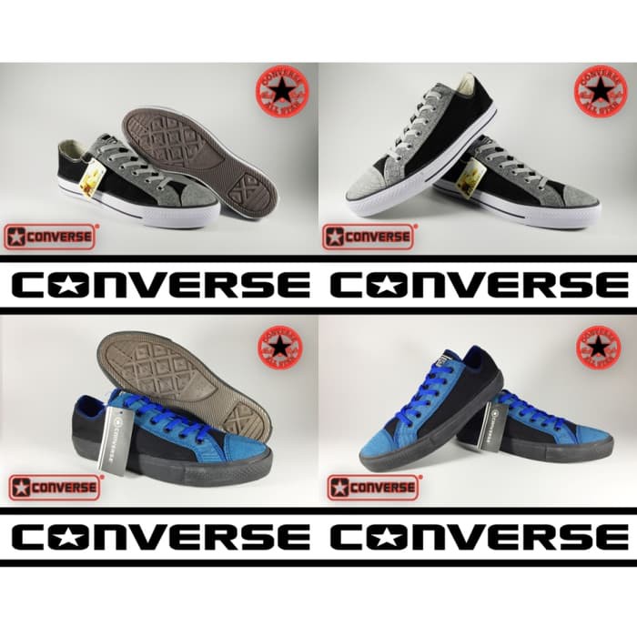 SEPATU CONVERSE ALL STAR OX HITAM MOTIF DENIM   BOX GRADE ORIGINAL