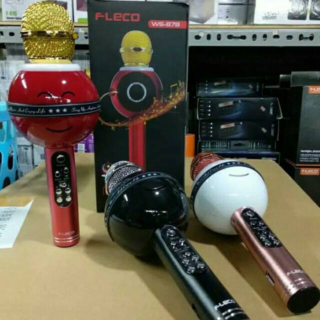 MIC BLUETOOTH ORIGINAL FLECO WS878/MICROPHONE HIFI SPEAKER SMULE WIRELESS/MIKROPON KARAOKE PORTABLE