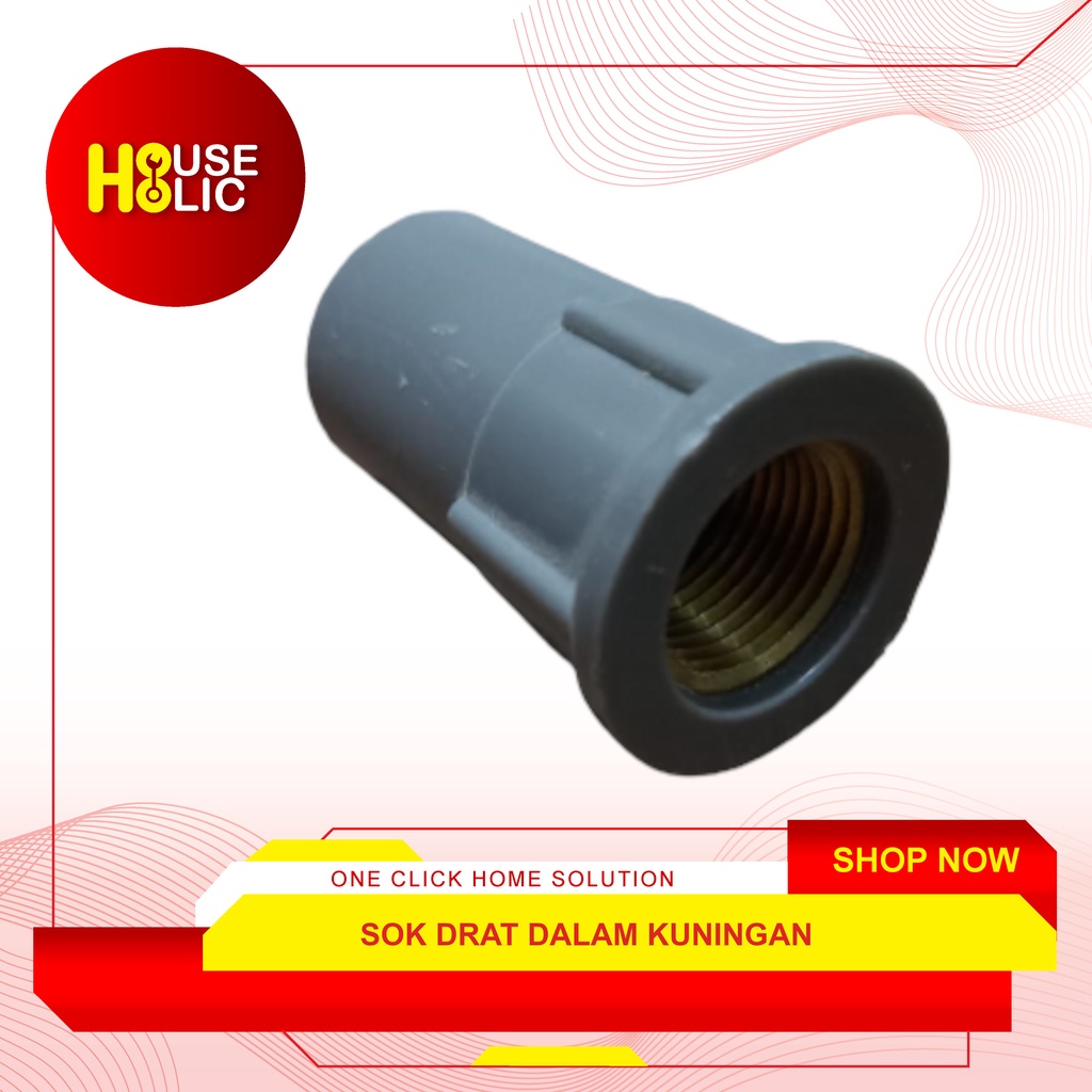 Sok Drat Dalam 1/2x3/4&quot; Inch Kuningan Fauset Socket Fitting Keran Kran