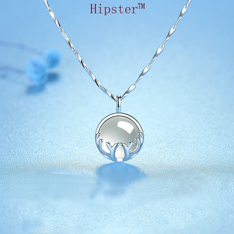 925 Silver Necklace Female Pendant White Jade