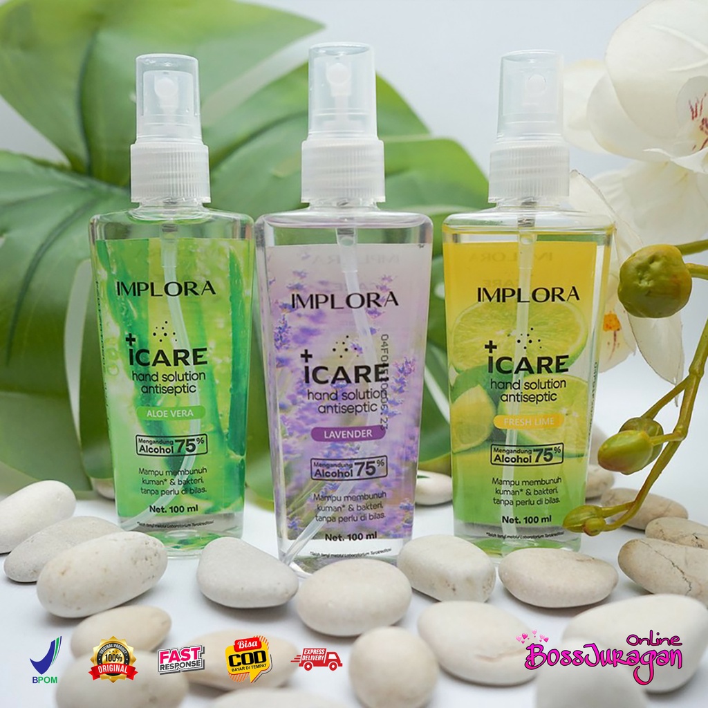 (BOSS) Implora Icare Hand Solution Antiseptic Spray Lavender/Fresh Lime/AloeVera 100ml