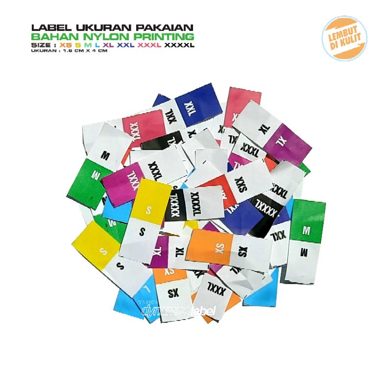 

Label Slip Size Ukuran Pakaian Bahan Nylon Printing