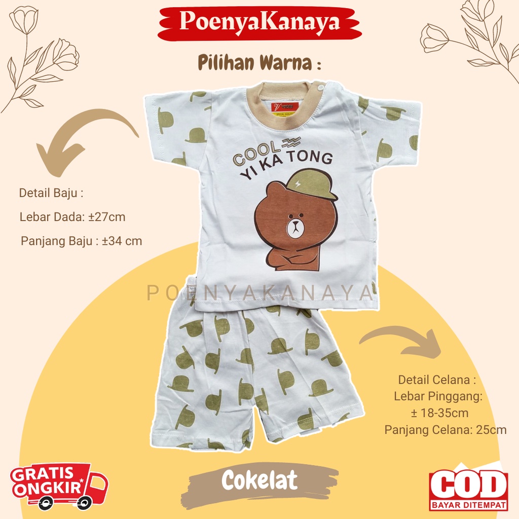 Setelan Baju Bayi Piyama Pendek YIKATONG Viori Size 3-12 Bulan STL54