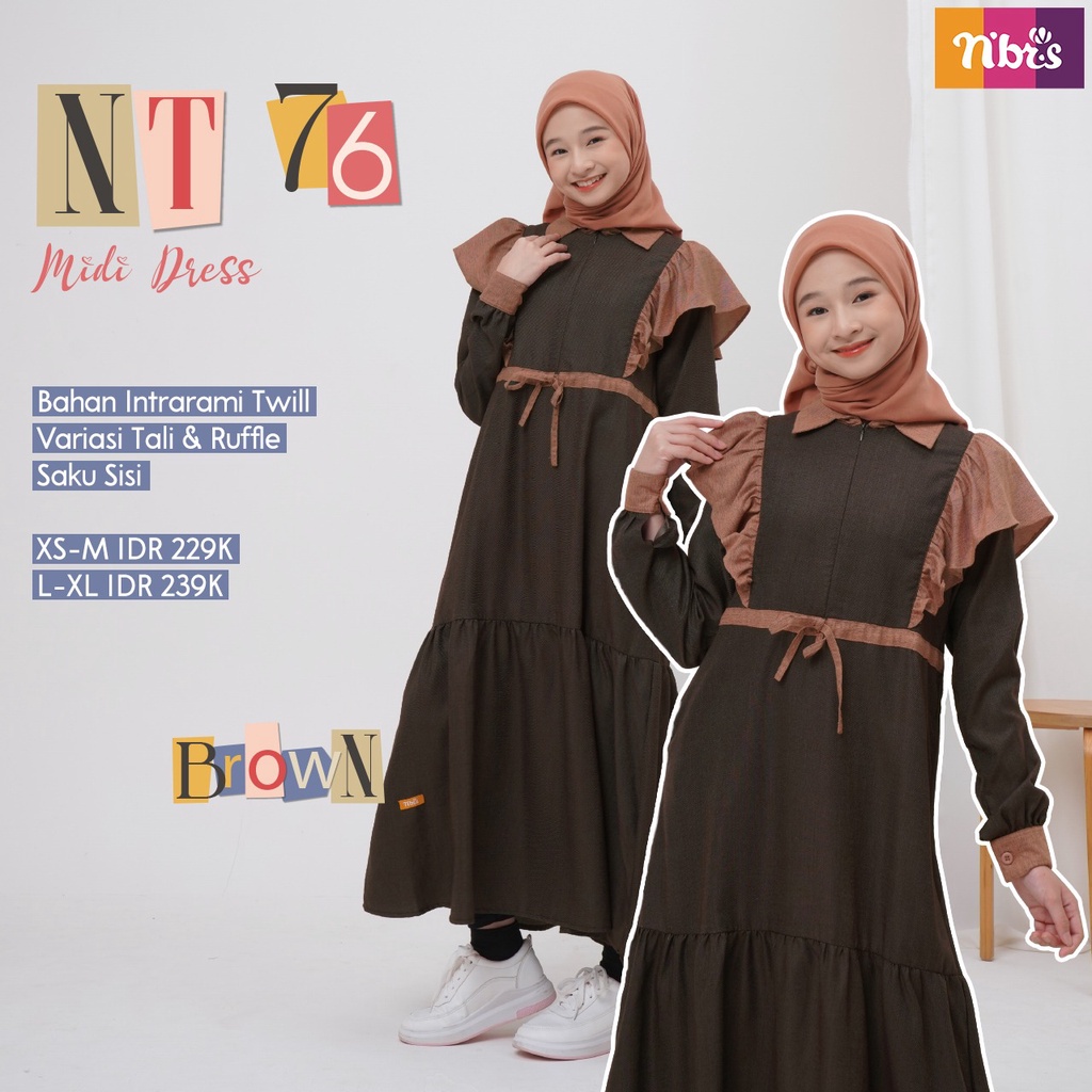 Nibras Gamis Remaja NT 76 Bahan Intrarami Twill Dress Remaja Fashion Model Kekinian