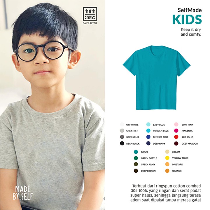 Kaos Polos Anak Laki Perempuan COOLSOFT 100% Ringspun Cotton Combed 30