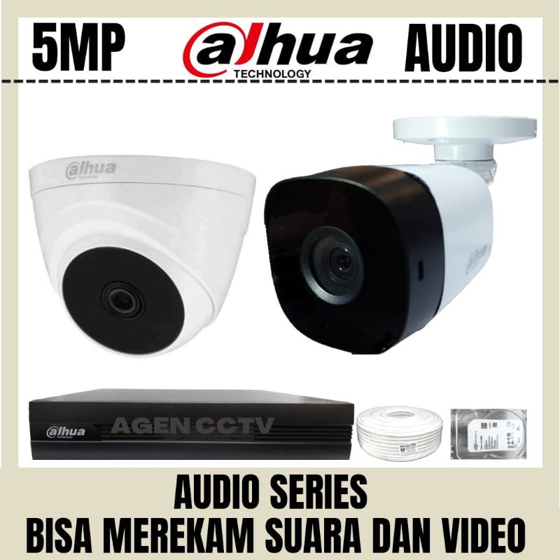 PAKET CCTV DAHUA 5MP 4 CHANNEL 2 KAMERA AUDIO BISA MEREKAM SUARA DAN VIDEO