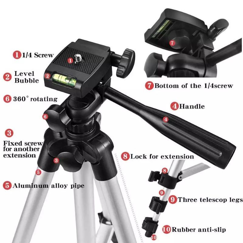 Tripod 3110 Universal Tripod Handphone Camera 1 Meter Free Holder U