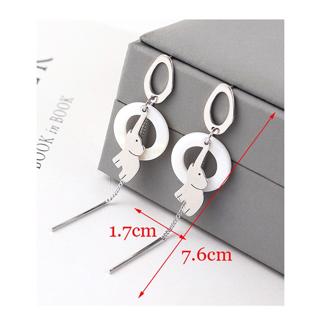 LRC Anting Tusuk Fashion Silver Plated Gold Cute Elephant Tassel S925 Silver Needle Stud Earrings