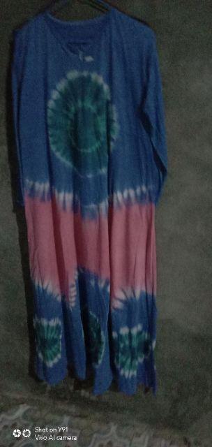 Pilih Warna Kanaya Gamis Kaos Pelangi Tiedye Batik Payung Jumbo Syari Katun Adem