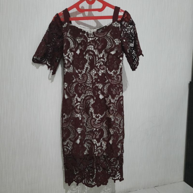 Dress brukat marron size XS premium NEW