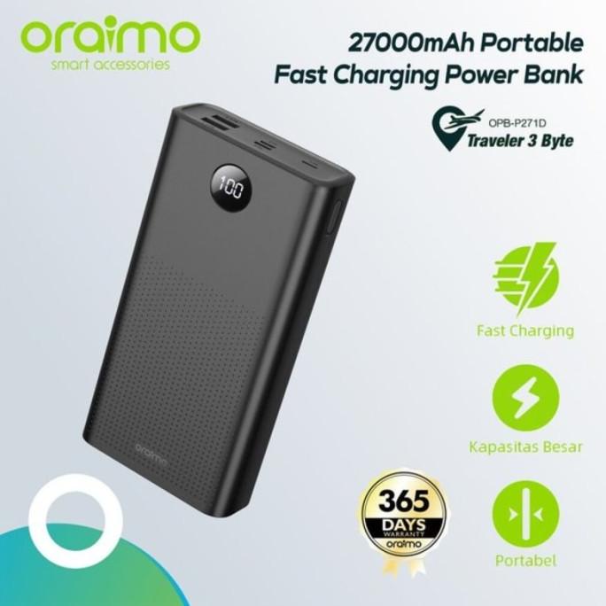 Oraimo Opb-P271D Dual Usb Port 27000Mah Power Bank Fast Charging 2.1A Adharaxmys