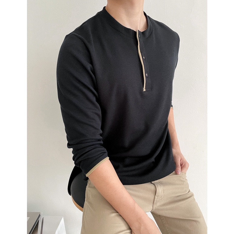 Kadaka MT-0148 Atasan Pria Sweater Knit Premium Waffle Detail Kancing List