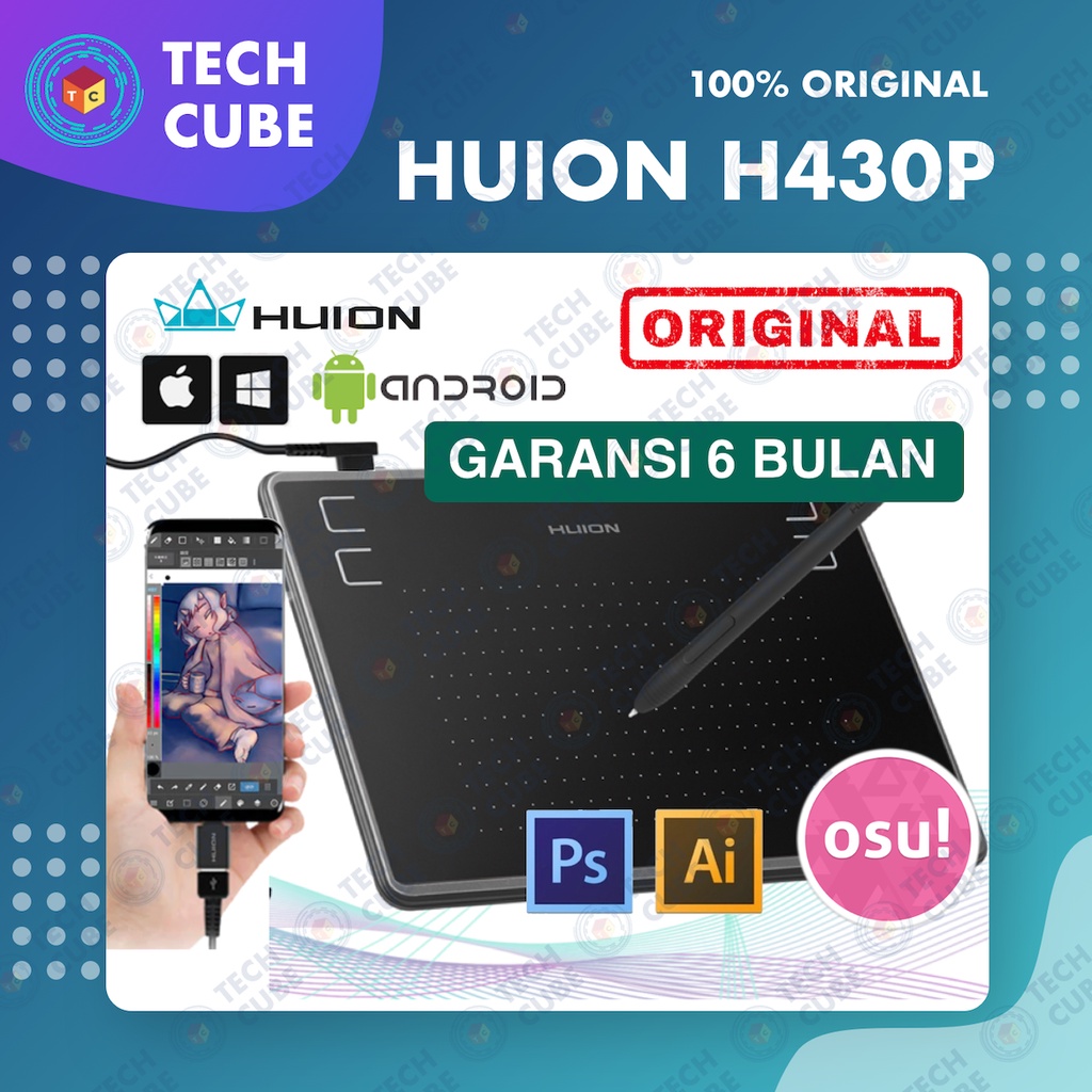 Huion H430P Graphic Drawing Tablet Design Signature OSU! Tablet Gambar Design Alternatif H420 H430-Tablet