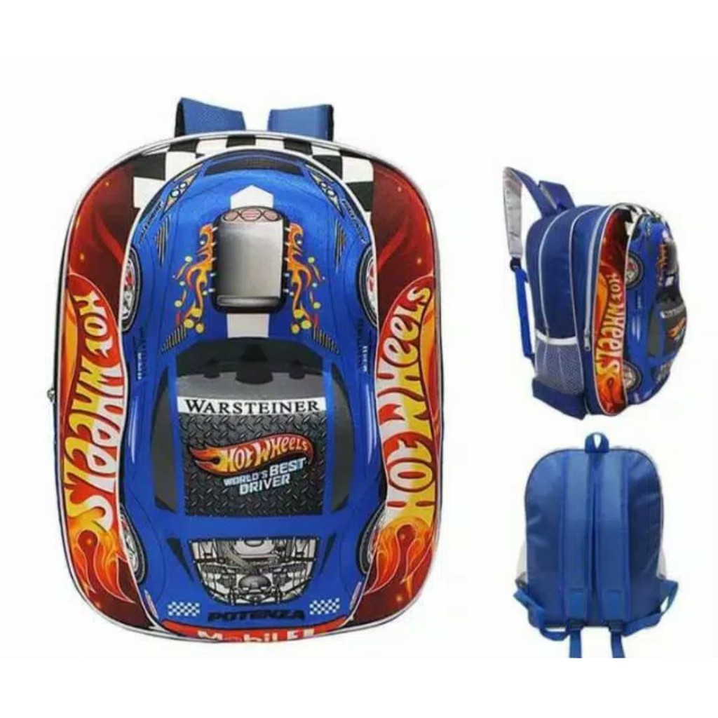 Tas ransel sekolah anak laki laki paud dan SD hotwheels 3D