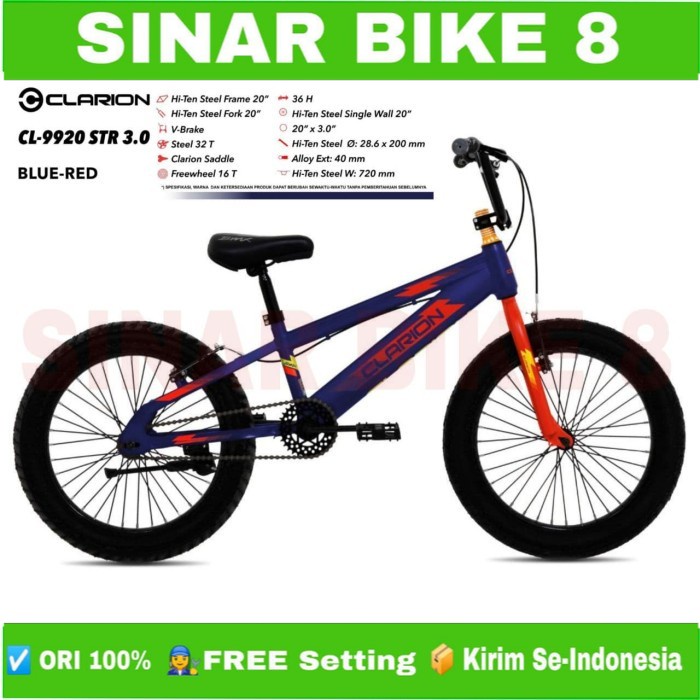 Sepeda Anak BMX Ukuran 20 Inch CLARION CL-9920 STR 3.0 Ban Jumbo