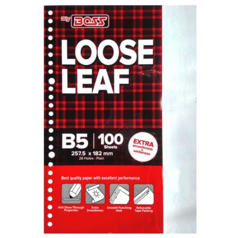 

Loose Leaf Big Boss B5 100 lembar 26 holes