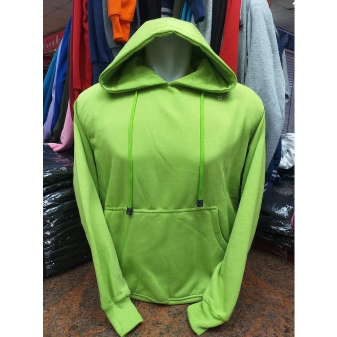 JAKET HOODIE JUMPER DISTRO HIJAU STABILO IJO POLOS CUSTOM MURAH NEON - M AWAS PALSU
