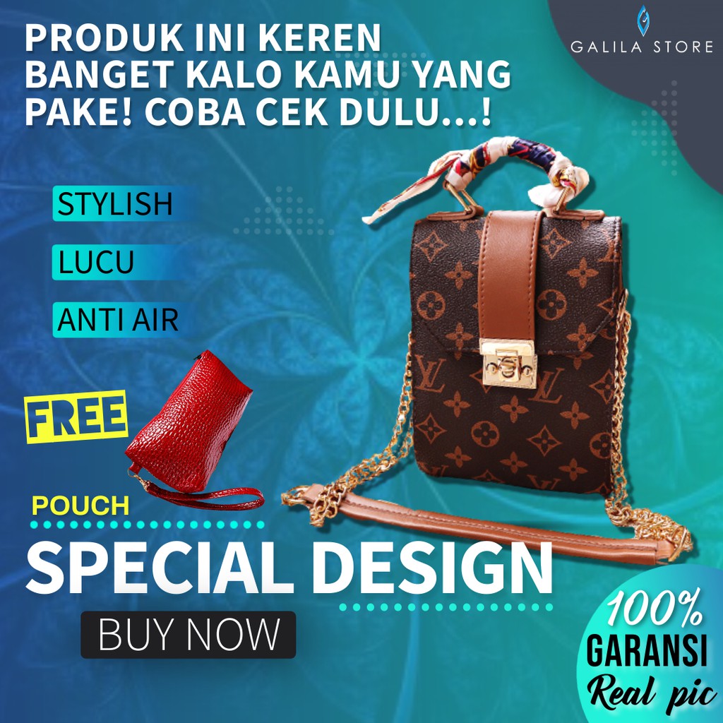 Tas Selempang Hp LV Lucu Model Santai Wanita Cewek Import Branded Korea Premium Batam 6802