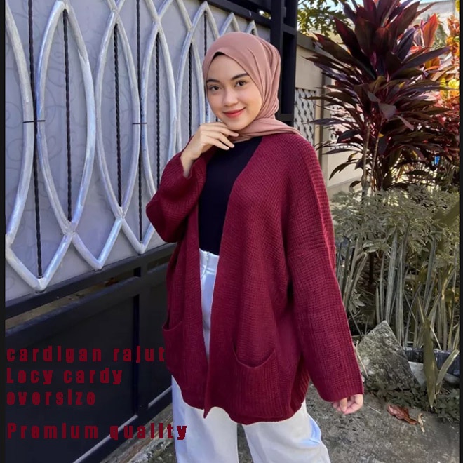 Sweater cardigan rajut oversize locy cardi premium wanita banyak pilihan warna pakaian baju atasan