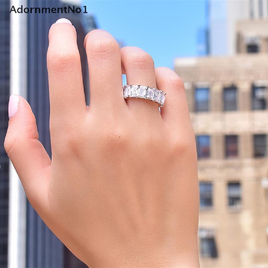 (AdornmentNo1) Cincin Kawin / Tunangan Aksen Kristal Zircon Untuk Perhiasan Wanita / Pesta