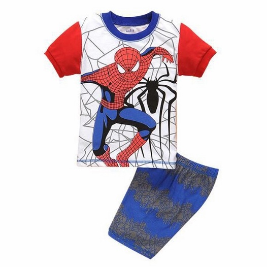 VOUCHER SHOPEE baju bayi karakter 1 sampai 7 tahun SUPERHERO SPIDERMAN BARU ANAK LAKI-LAKI LENGAN PENDEK T-SHIRT + CELANA PENDEK SET ANAK