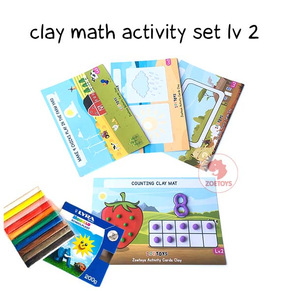 Zoetoys Clay Mat Activity Kit Set | Lyra 10 Colours Lilin Cetak Tanah Liat DAS Modelling Soft Clay | Activity Card Kartu Aktivitas Mainan Edukasi Anak