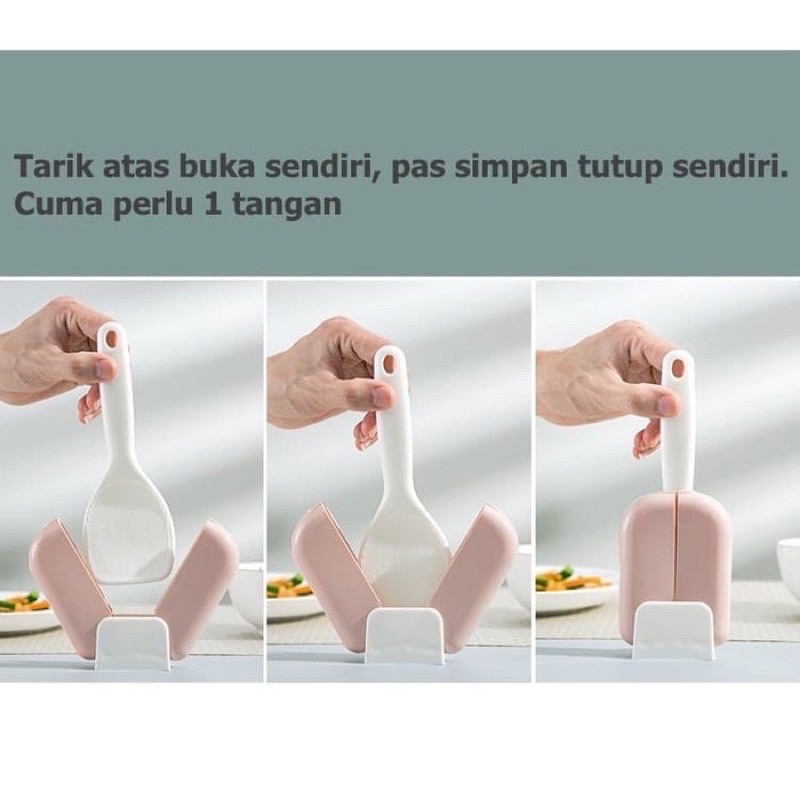 ✨NAGIHI✨ Sendok Nasi / Centong Nasi Otomat, SENDOK NASI DENGAN PENUTUP OTOMATIS. tudung saji , mangkok piring garpu sendok alat dapur Centong Nasi Cover Tutup Otomatis dapur piring sendok murah