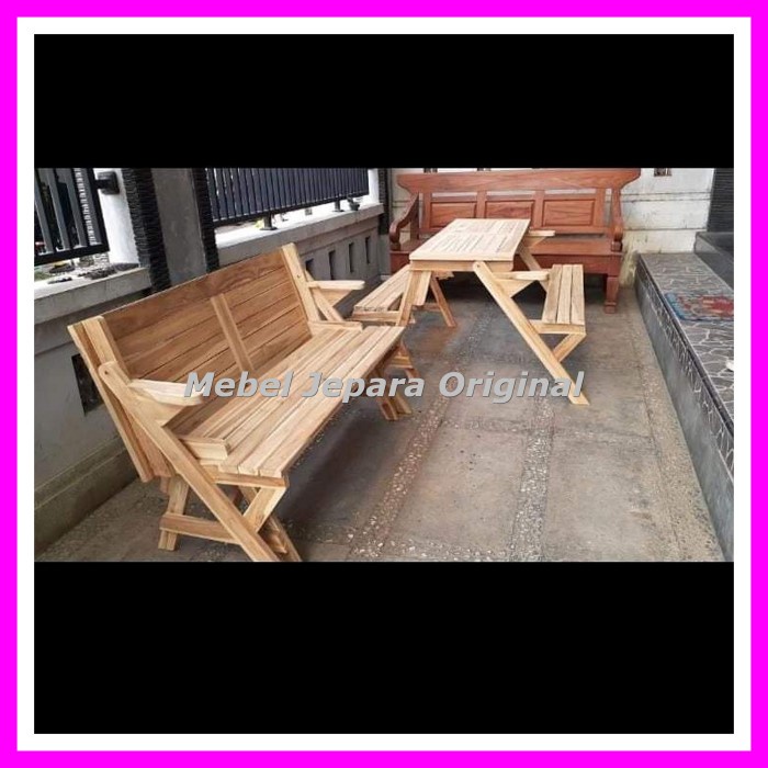 Kursi lipat jati - Meja kursi cafe magic kayu jati mentahan Jepara