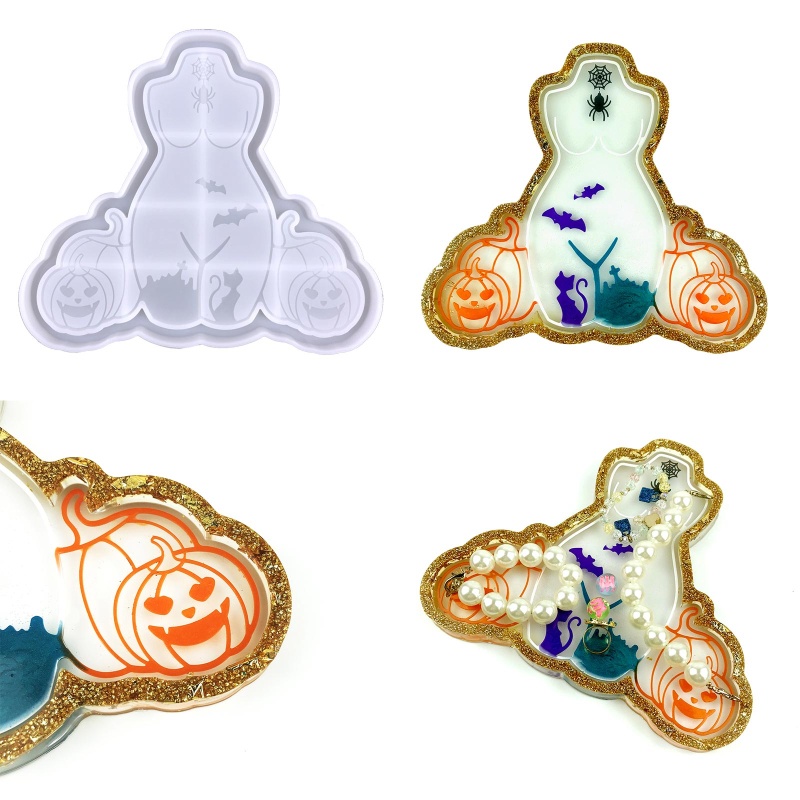 Cetakan Resin Epoksi Bahan Silikon Desain Halloween Untuk Membuat Gelas