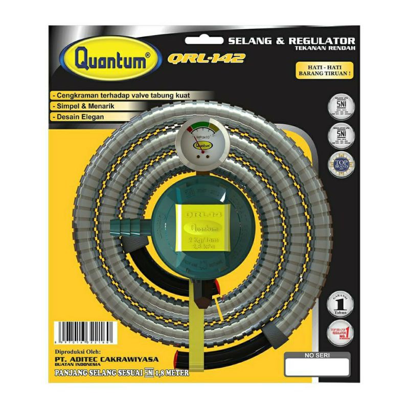 SELANG PAKET REGULATOR 1SET PIPA REGULATOR GAS MERK QUANTUM SNI QRL 142
