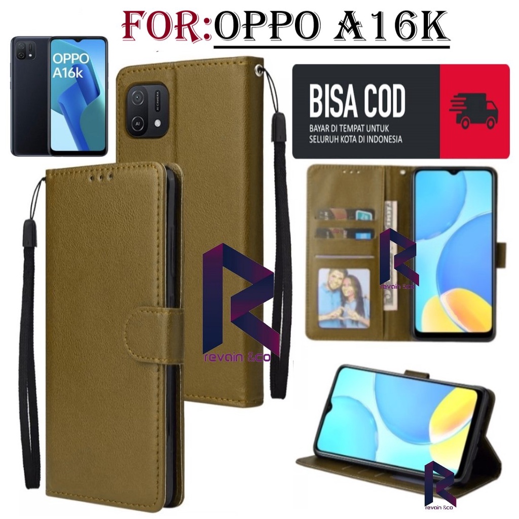 NEW OPPO A16K CASING DOMPET FLIP WALLET LEATHER KULIT PREMIUM SARUNG BUKA TUTUP FLIP CASE OPPO A16K