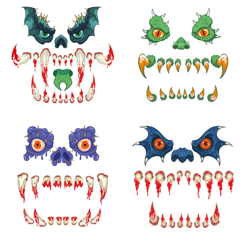 Set Stiker Dinding Decal Desain Wajah Hantu Mata Besar Untuk Dekorasi Halloween