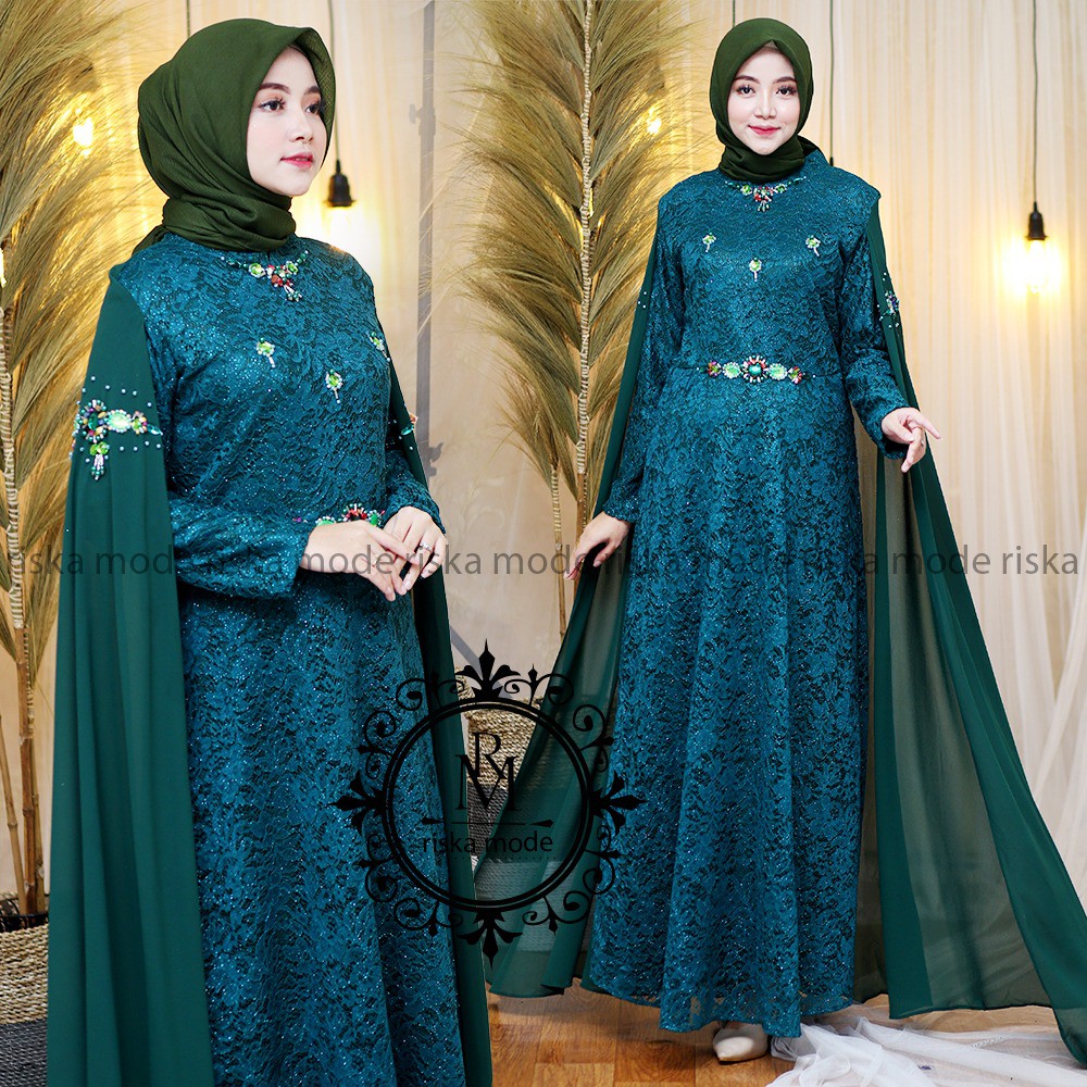 Realpict Gamis Muslimah Gamis Brukat Payet Cantik Shopee Indonesia