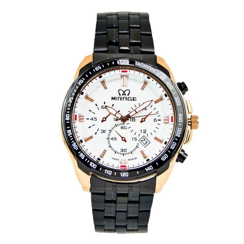 MIRAGE SPORT BLACK ROSGOLD ORIGINAL JAM TANGAN PRIA mirage Garansi 1 tahun Tahan Air  8535M Hitam pH