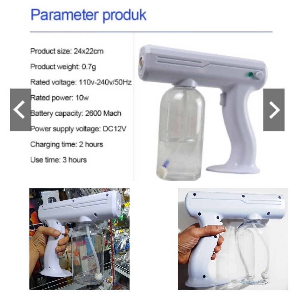 Mesin Serbaguna Fogging Disinfektan Nano Spray Gun  Wireless Blue Light Atomizer Tanaman 118123