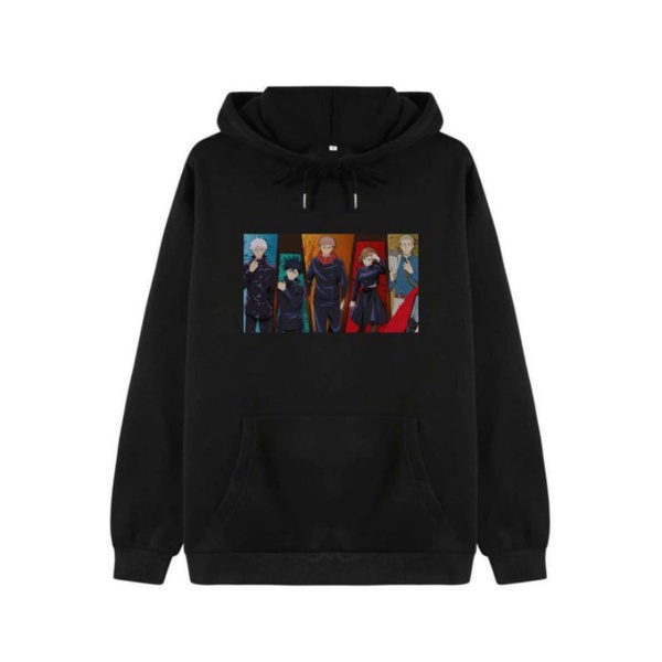 hoodie anime jujutsu kaisen karakter yuji itadori satoru gojo megumi fushiguro nobara kugisaki size   S M L XL XXL XXXL XXXXL BIG SIZE