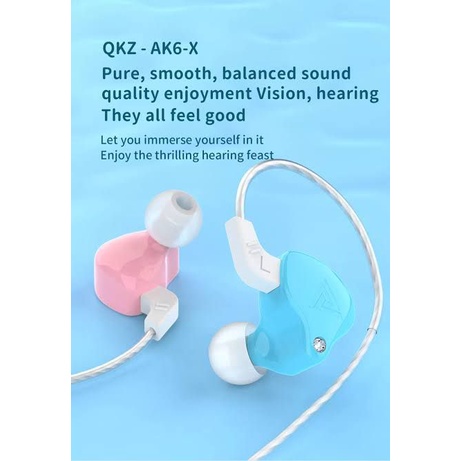 QKZ AK6 X IEM Earphone Hires with Mic - Dynamic Driver - Garansi Resmi 6 Bulan