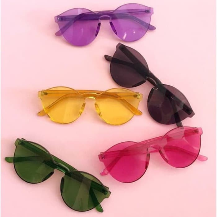 Kacamata Wanita Transparan Kacamata Pria Sunglasses Frameless - FAS162 - Merah