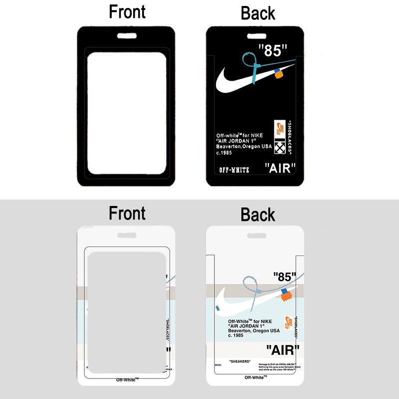Fashion Ni-ke Pemegang Kartu Leher Lanyard Desain ID Lencana Kartu Bus Kredit Case Hitam Putih Gantungan Kunci Tali Telepon