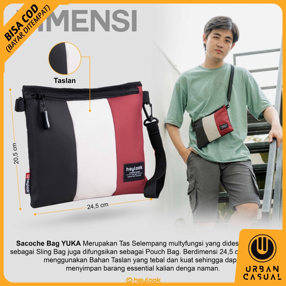 Tas Sling Bag Selempang Bahu Pria Premium Tas Selempang Cowok Distro Model Terbaru Trendi Kuliah Kerja Nongkrong UHD15