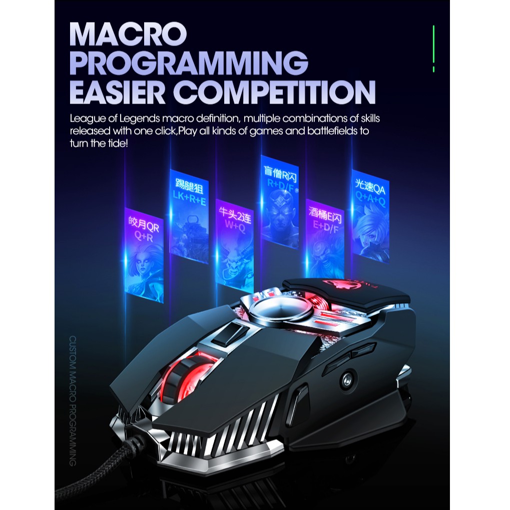 SKU-1141 MOUSE GAMING MACRO LED T-WOLF V10 RGB MOUSE GAME TWOLF MURAH