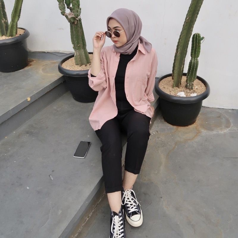 Kemeja Oversize Linen Wanita - Alea Shirt-Alea dusty