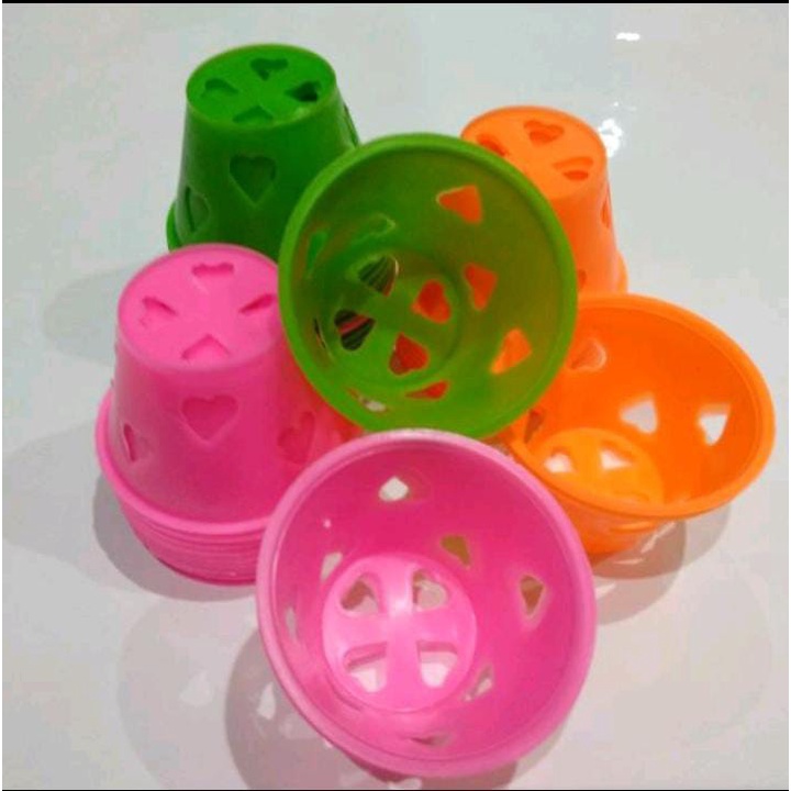 12Pcs Cetakan Kue Kukus Mekar Plastik Tinggi Lubang