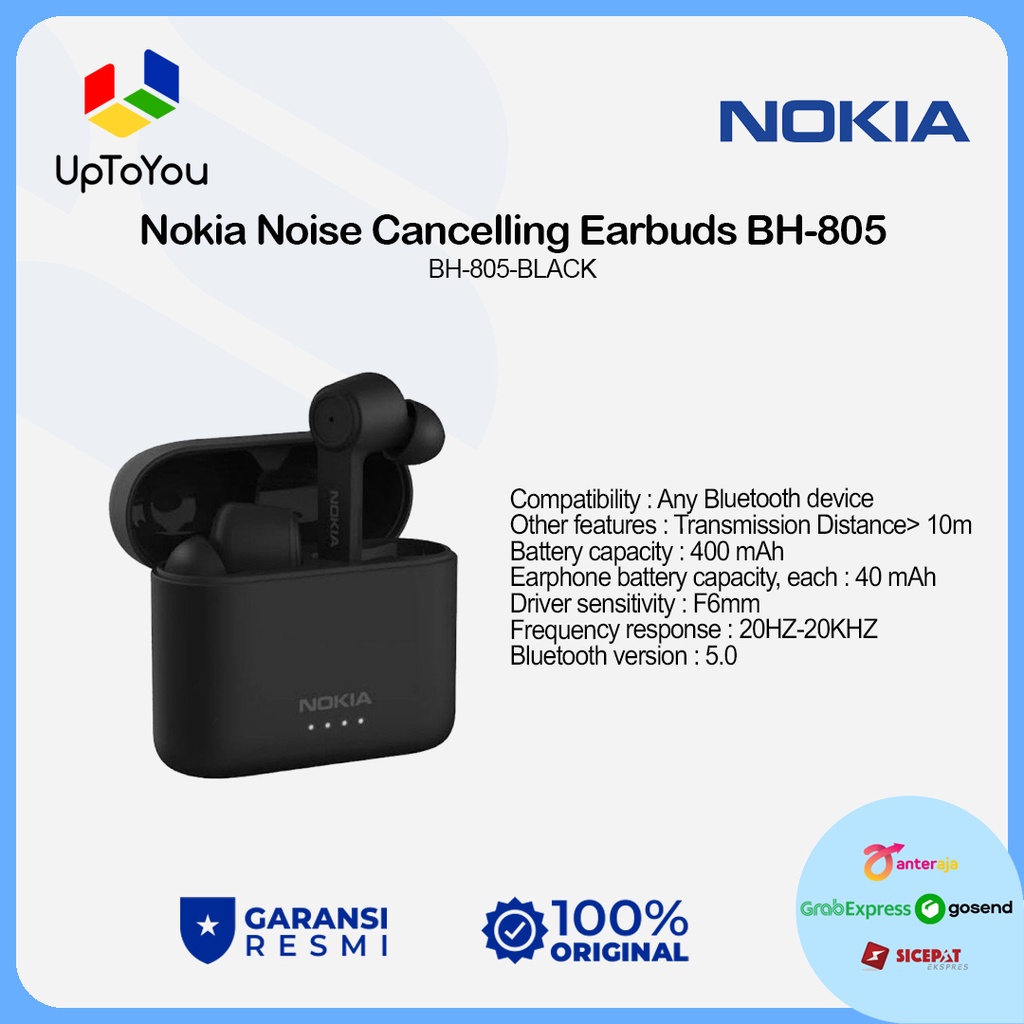 Nokia BH-805 TWS Noise Cancelling Earbuds - Black